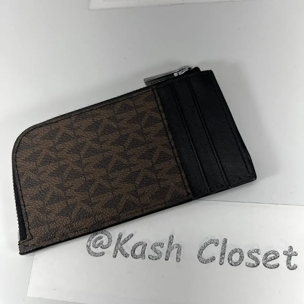 Michael Kors Mens Cooper Logo Zip-Around Wallet brown black - Picture 2 of 4